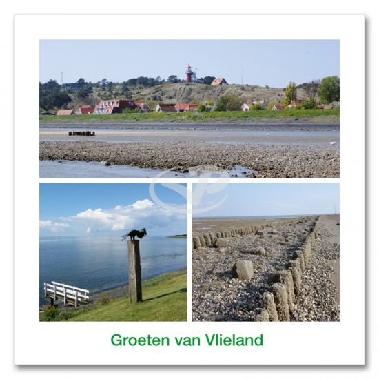 Ansichtkaart 15x15 Dijk Vlieland Compilatie