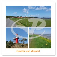 Ansichtkaart 15x15 Dorp Dijk Vuurtoren Vlieland