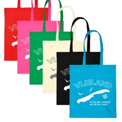 Katoenen Tas Vlieland met Coordinaten Rood