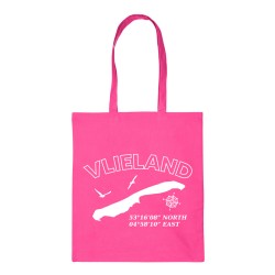 Katoenen Tas Vlieland met Coordinaten Pink