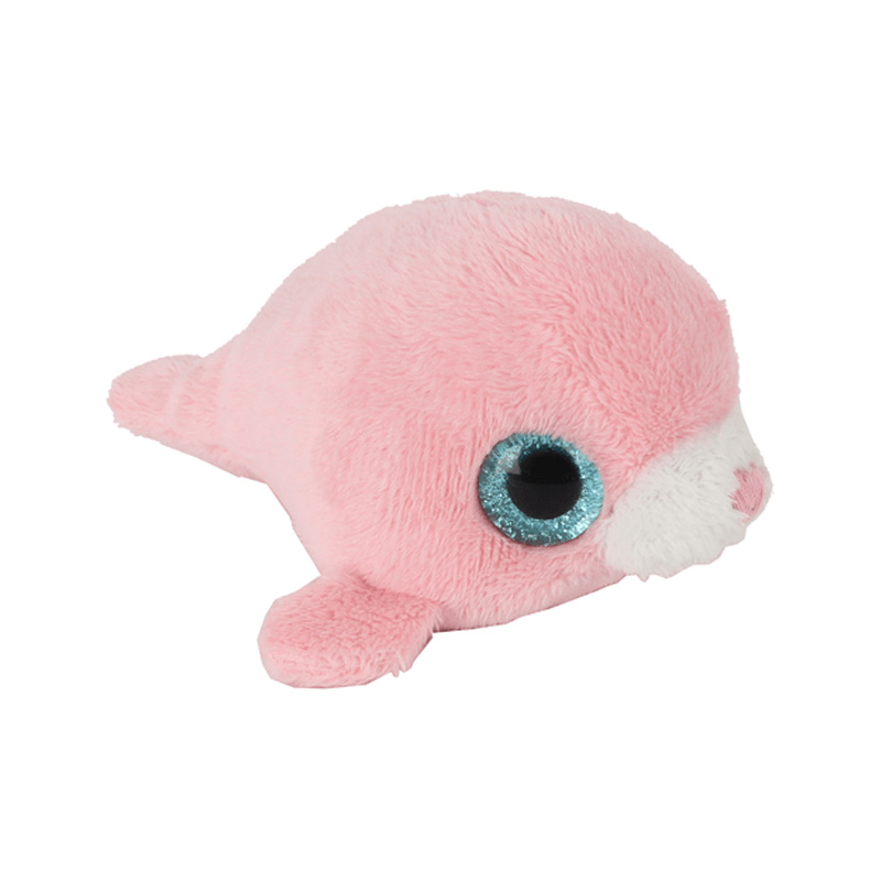 Pluche Zeehond met Glitter Ogen Roze 11,5cm.