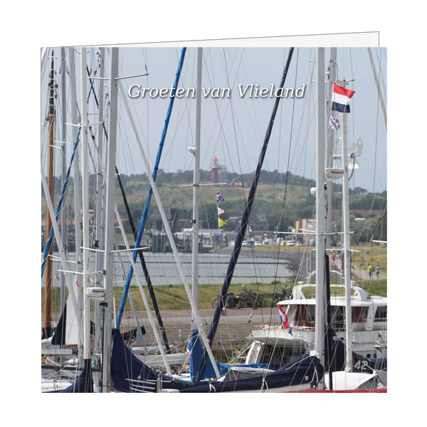 Wenskaart Jachthaven met Vuurtoren zicht