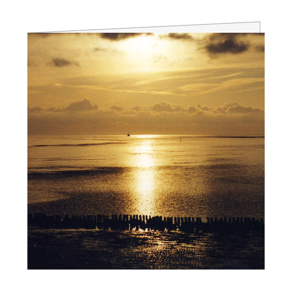 Wenskaart Vlieland Zonsondergang boven het Wad
