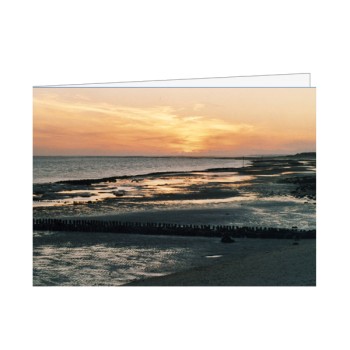 Wenskaart A6 Ondergaande Zon boven het Wad