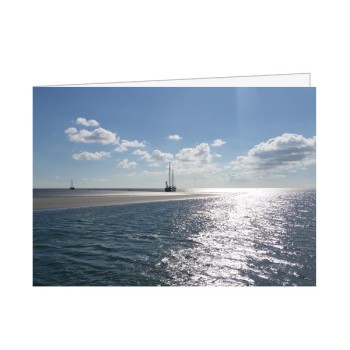 Wenskaart A6 Wad Vlieland met Droogvallende Schepen