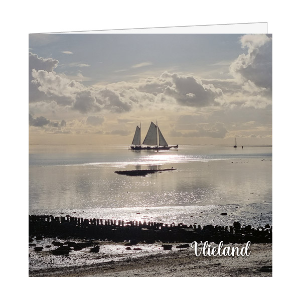 Wenskaart Vlieland Zeilschip op het Wad