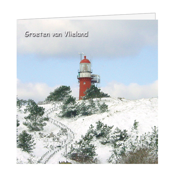 Wenskaart Vuurtoren Sneeuw