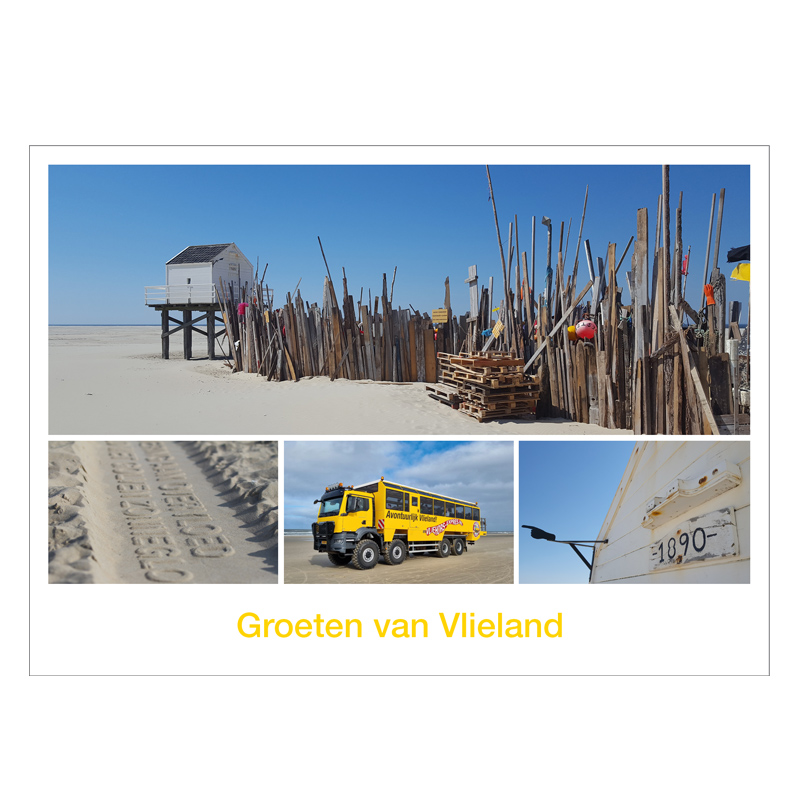 Ansichtkaart A6 Vlieland Vliehors Expres Compilatie 
