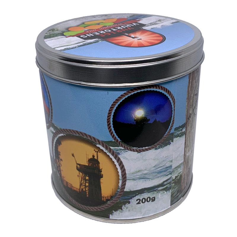 Snoepblik Vlieland Vurige Vuurtorens gevuld met Winegums